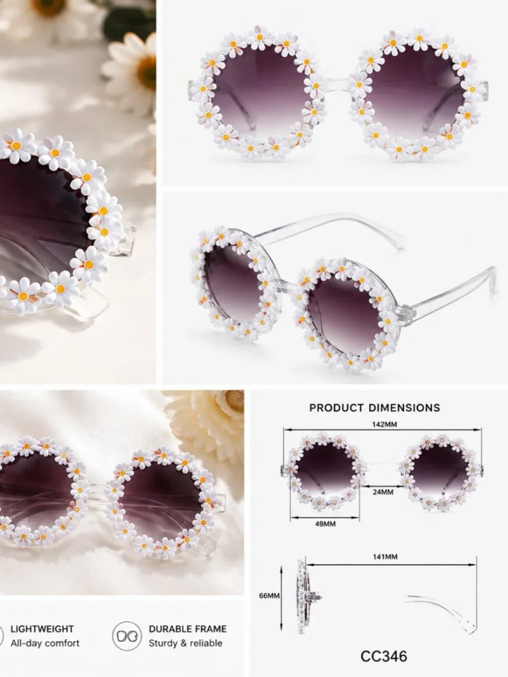 Circus NY by Sam Edelman Women's CC346 Daisy Flower Round Sunglasses with UV400